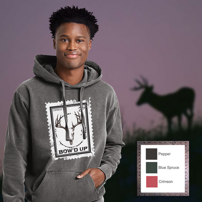 Bow'd Up - Stamp Print - Comfort Colors® Ring Spun Hooded Sweatshirt - Unisex Cut