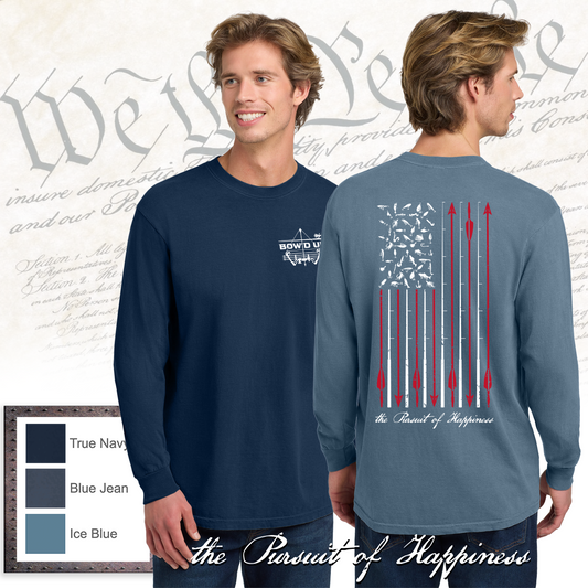 Bow'd Up - The Pursuit of Happiness - Comfort Colors® Heavyweight Ring Spun Long Sleeve Tee - Unisex Cut