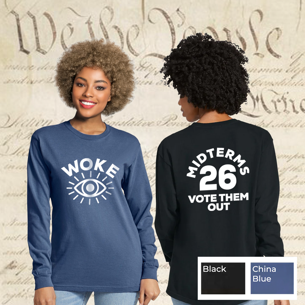 Just WOKE - Comfort Colors® Heavyweight Ring Spun Long Sleeve Tee - Unisex Cut