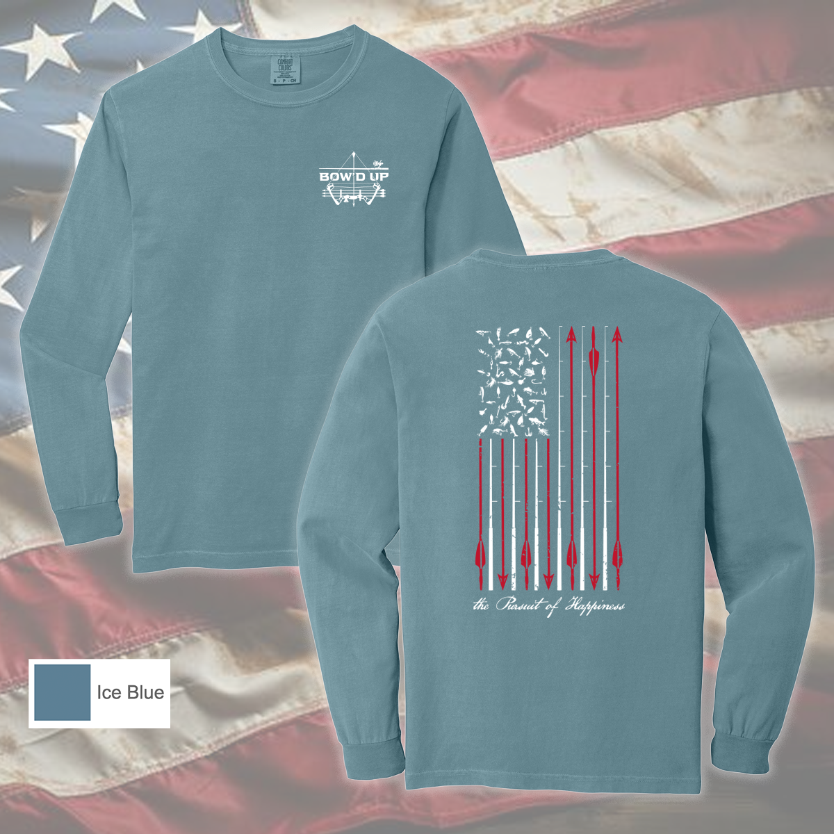 Bow'd Up - The Pursuit of Happiness - Comfort Colors® Heavyweight Ring Spun Long Sleeve Tee - Unisex Cut