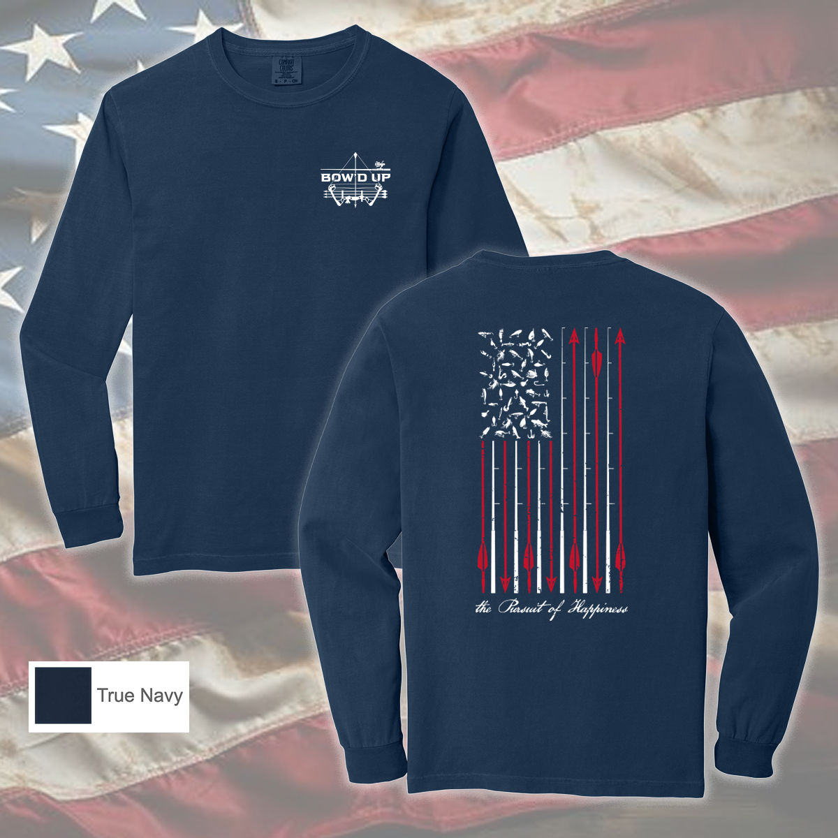 Bow'd Up - The Pursuit of Happiness - Comfort Colors® Heavyweight Ring Spun Long Sleeve Tee - Unisex Cut