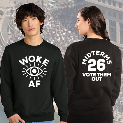 WOKE AF - District® Perfect Weight® Fleece Crew - Unisex Cut