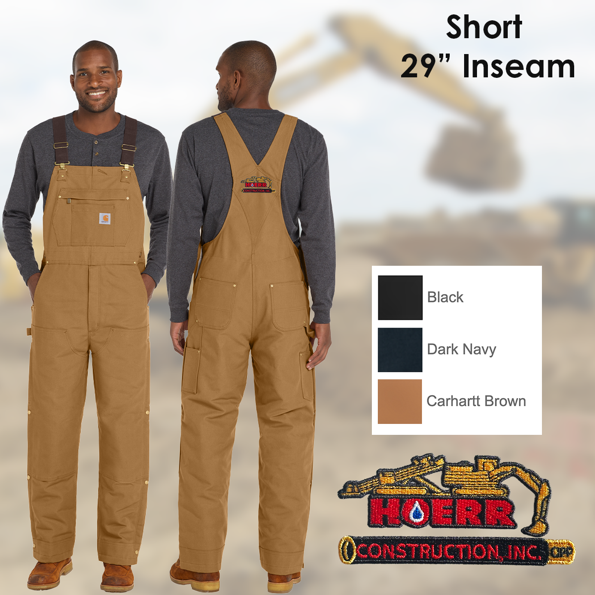 HC - Embroidered - Carhartt® Short (29 inch inseam) Firm Duck Insulated Bib Overalls