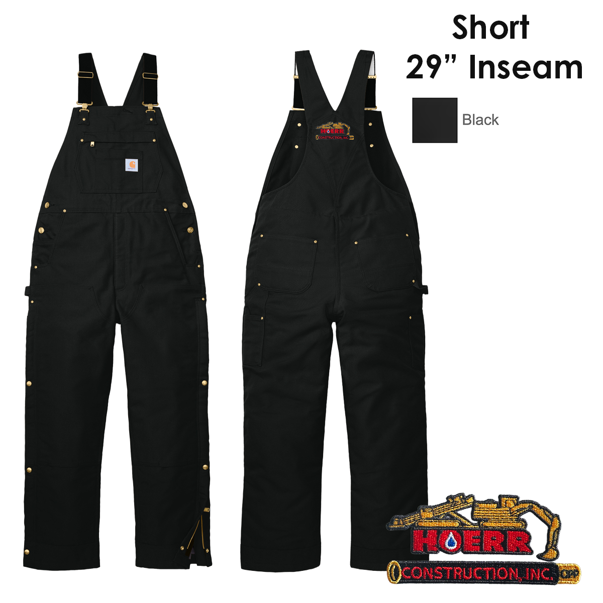 HC - Embroidered - Carhartt® Short (29 inch inseam) Firm Duck Insulated Bib Overalls