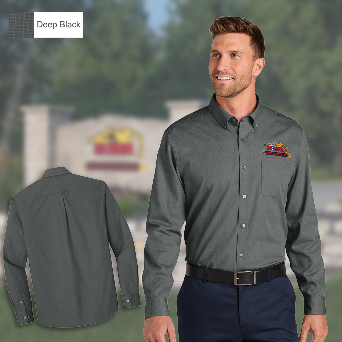 HC - Embroidered - Port Authority® Long Sleeve Nailhead Easy Care Shirt