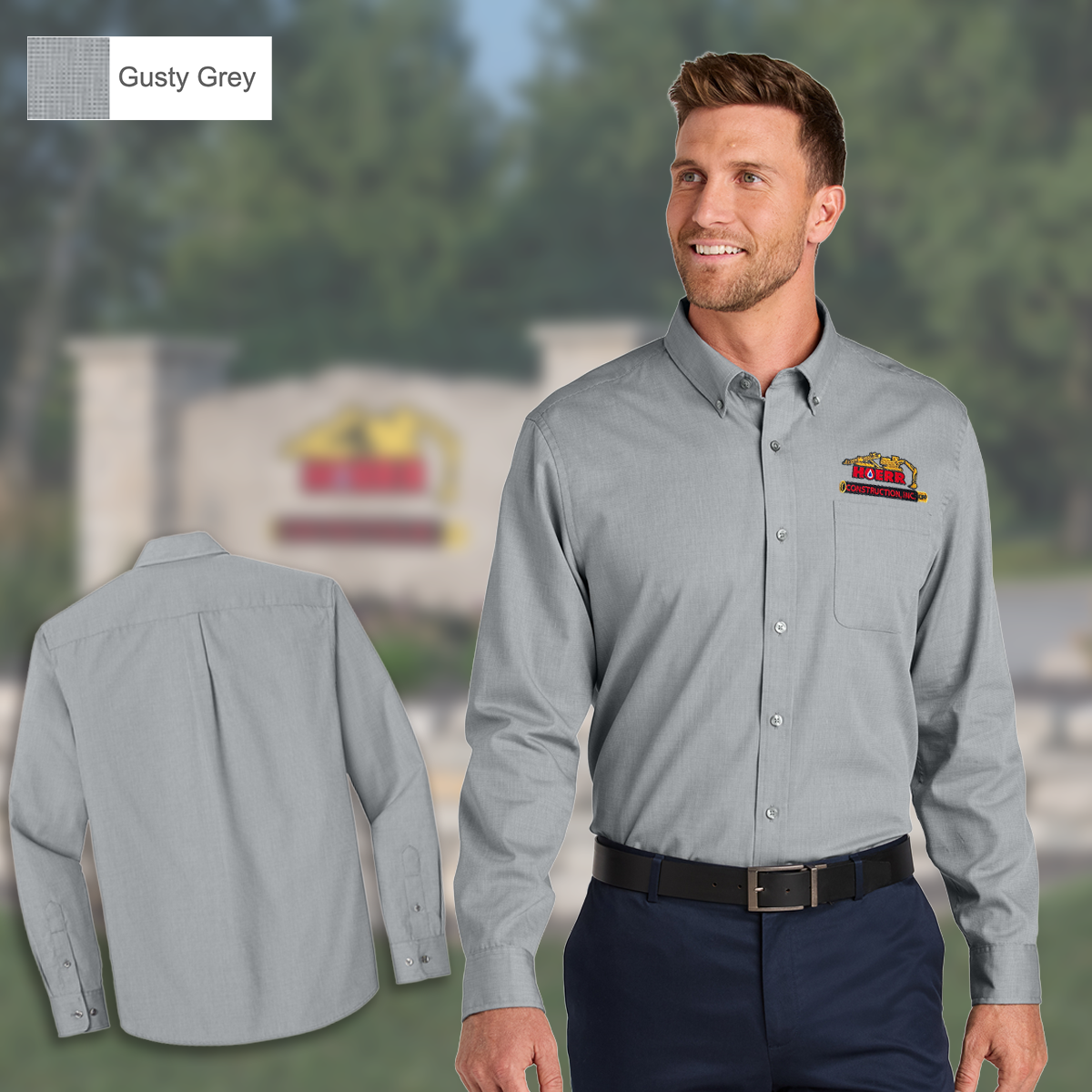 HC - Embroidered - Port Authority® Long Sleeve Nailhead Easy Care Shirt