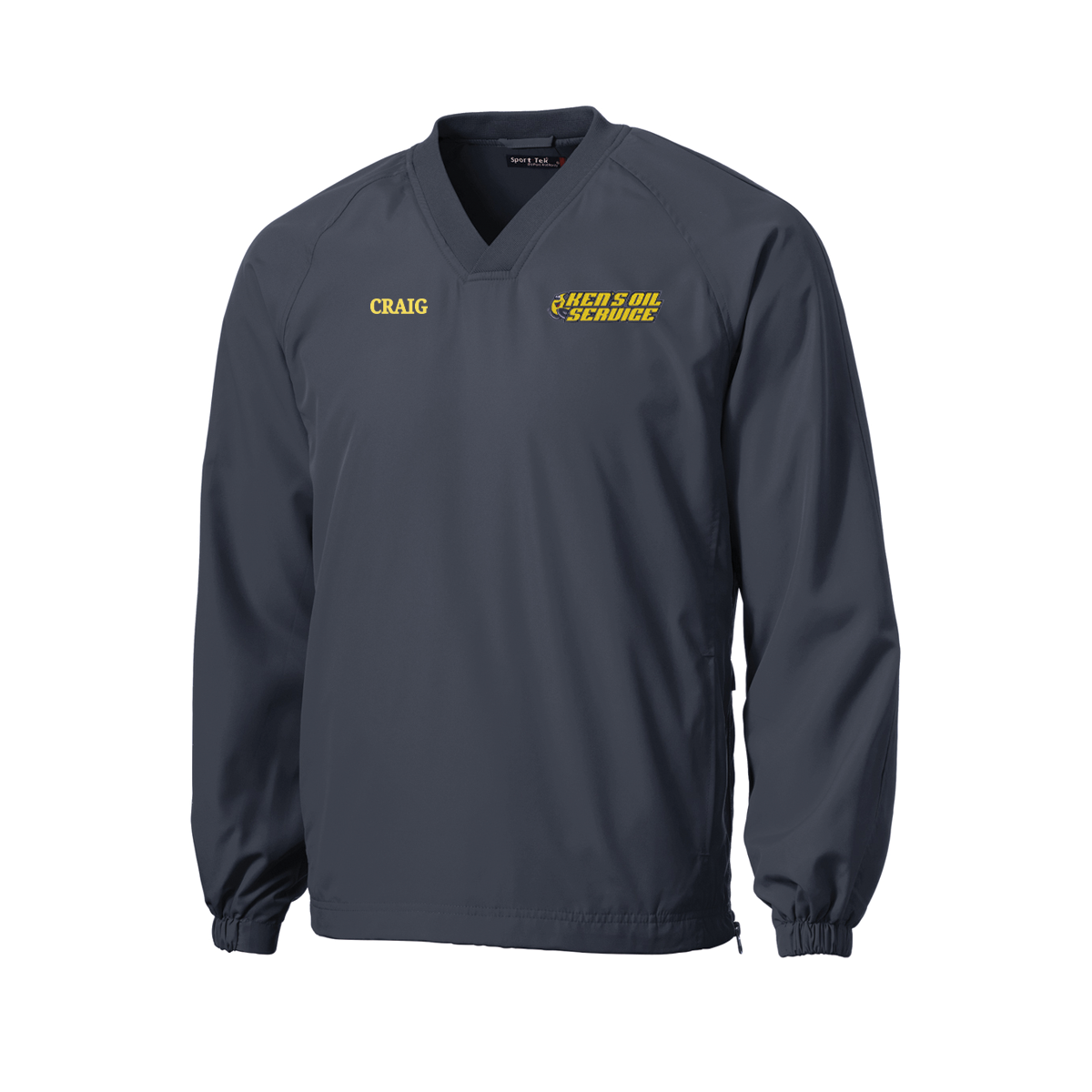 Ken's Oil Embroidered Sport-Tek® V-Neck Raglan Wind Shirt
