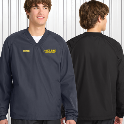 Ken's Oil Embroidered Sport-Tek® V-Neck Raglan Wind Shirt