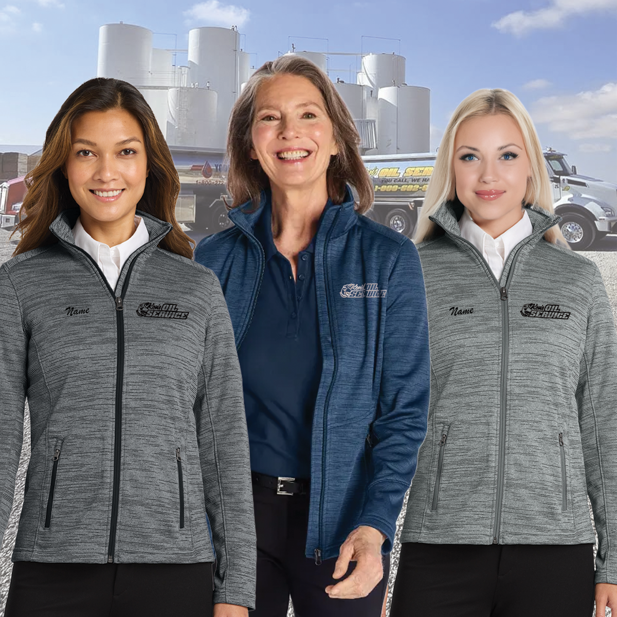 Ken's Oil Embroidered Port Authority® Women's Digi Stripe Fleece Jacket