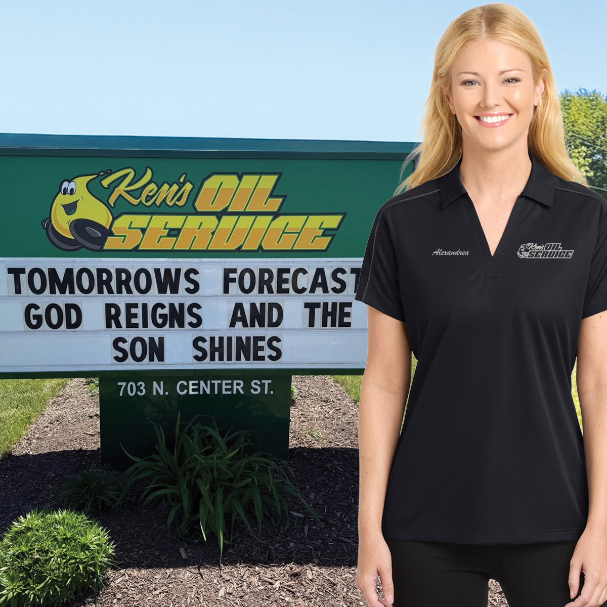 Ken's Oil Embroidered Sport-Tek® Women's Micropique Sport-Wick® Piped Polo