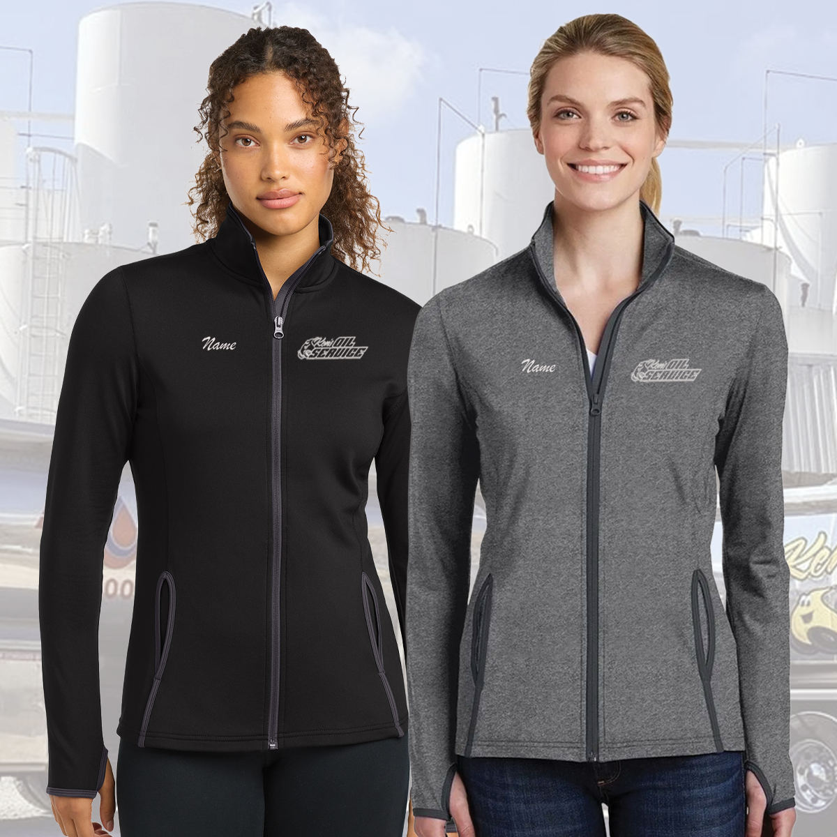 Ken's Oil Embroidered Sport-Tek® Women's Sport-Wick® Stretch Contrast Full-Zip Jacket