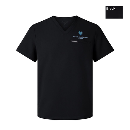 EACH - Embroidered - Classic Logo - Men's Platt 3-Pocket Scrub V-Neck Top