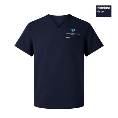 EACH - Embroidered - Classic Logo - Men's Platt 3-Pocket Scrub V-Neck Top