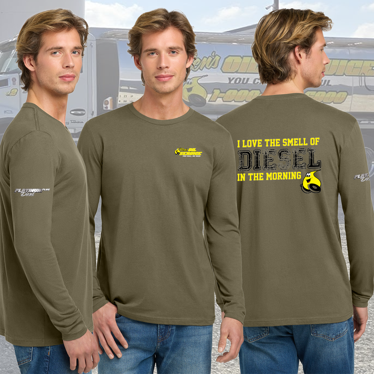 Ken's Oil The Smell of Diesel in the Morning - Long Sleeve Cotton Tee