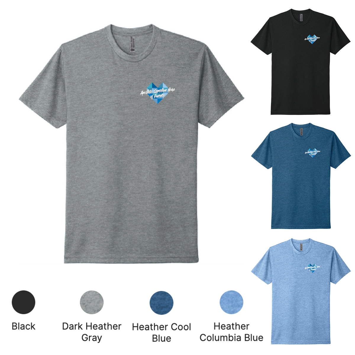 EACH - Script Heart Left Chest Print Only - Next Level Apparel®  Unisex Adult CVC Tee