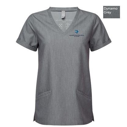 EACH - Embroidered - Classic Logo - Onna Women's Invincible V-Neck Stretch Scrub Top
