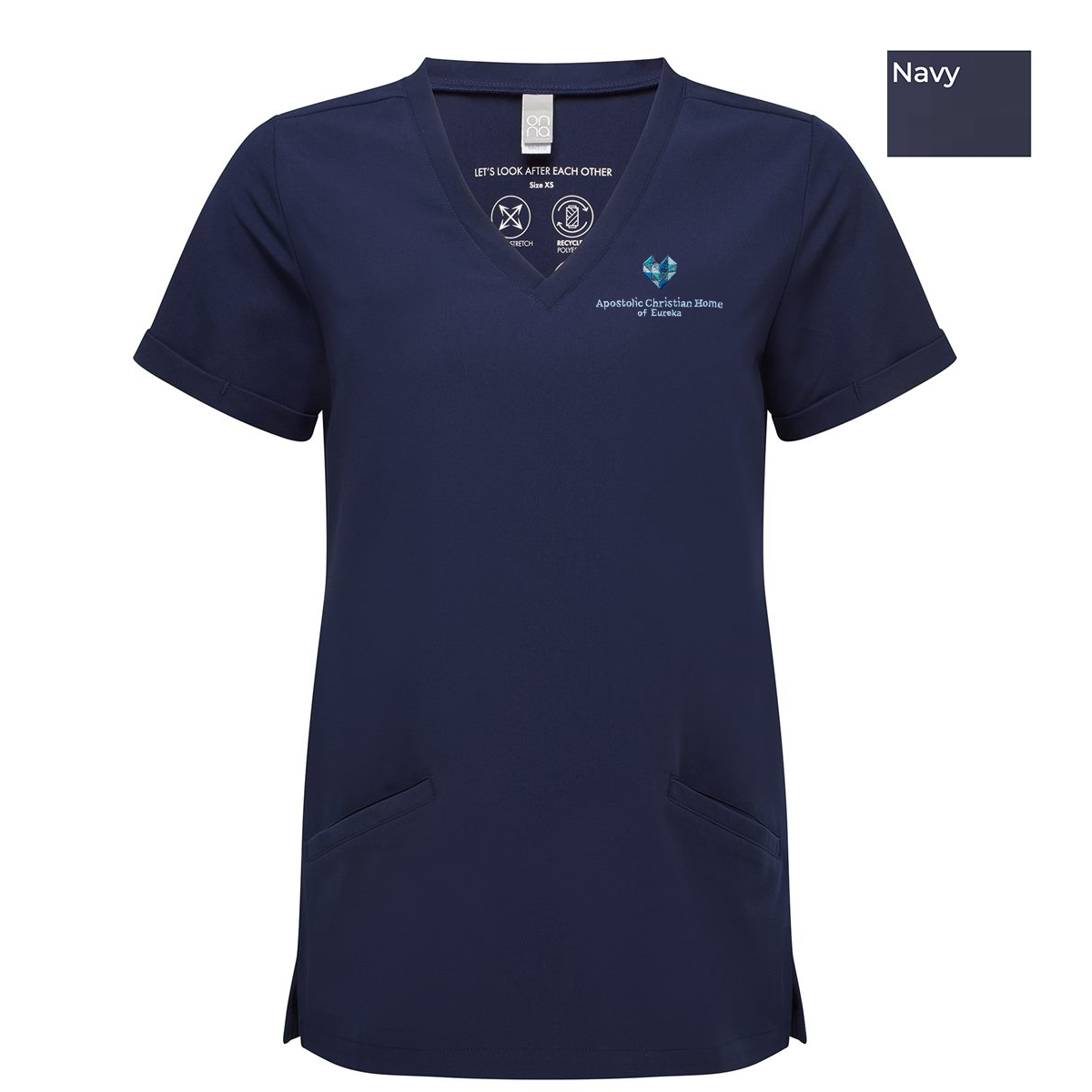EACH - Embroidered - Classic Logo - Onna Women's Invincible V-Neck Stretch Scrub Top