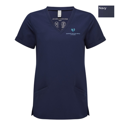EACH - Embroidered - Classic Logo - Onna Women's Invincible V-Neck Stretch Scrub Top