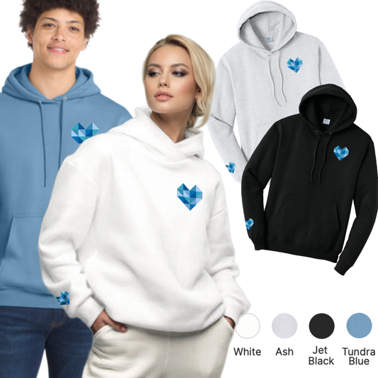 EACH - Heart on your Sleeve- Port & Co™ Core Fleece Pullover Hooded Sweatshirt