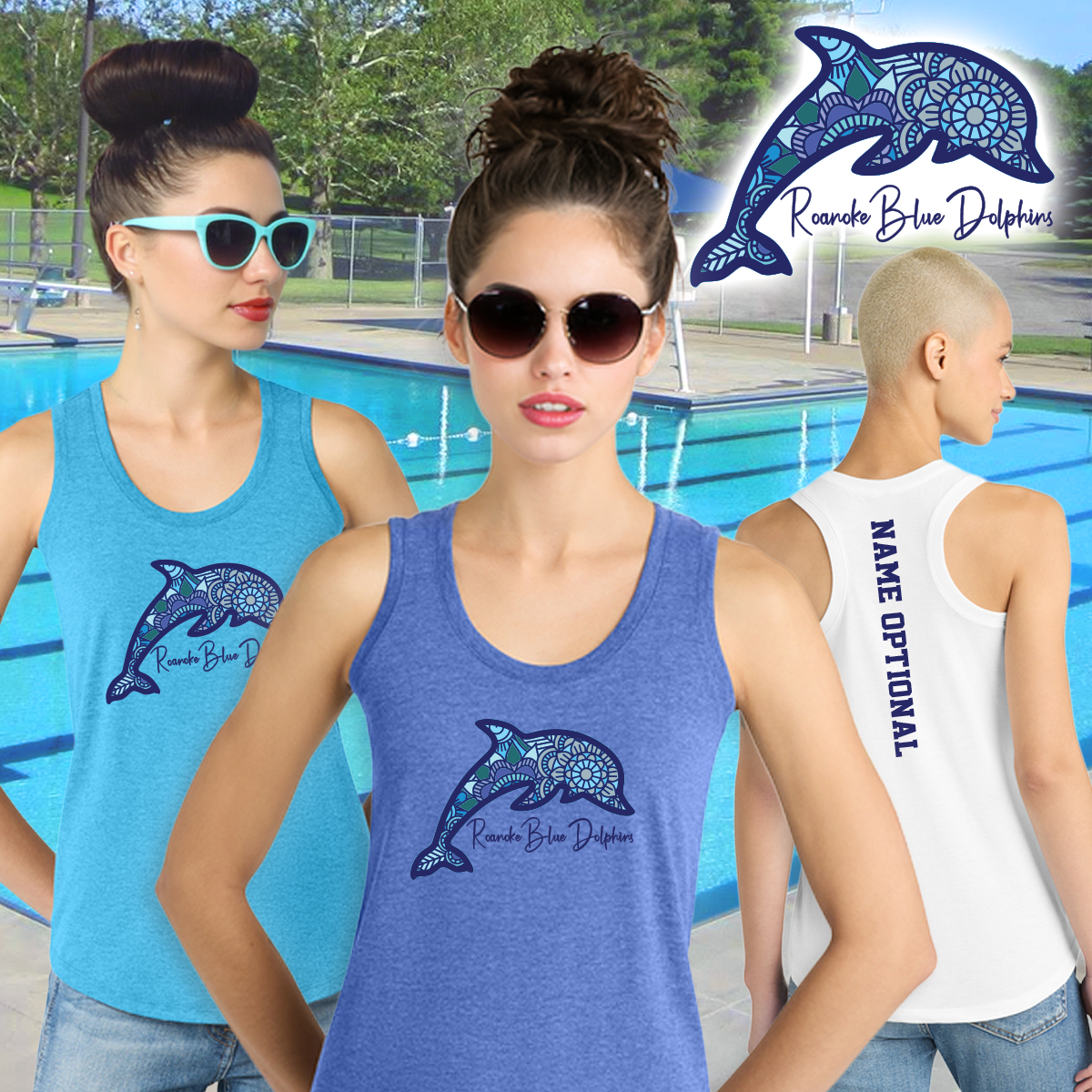 RBD - District® Women’s Perfect Tri® Racerback Tank - Floral Mandala Dolphin