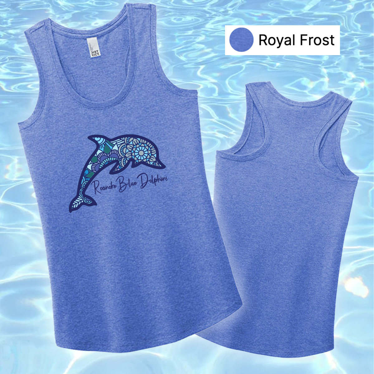 RBD - District® Women’s Perfect Tri® Racerback Tank - Floral Mandala Dolphin