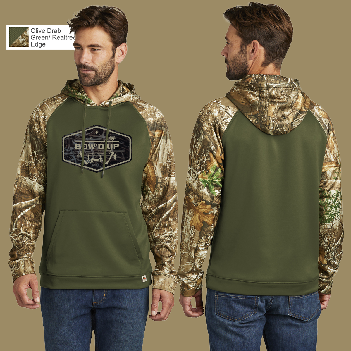 Bow'd Up - Antler Shadows Logo Print - Russell Outdoors™ Realtree® Performance Colorblock Pullover Hoodie