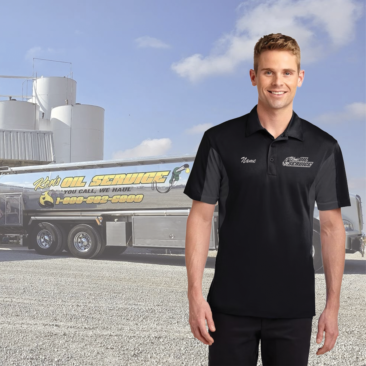 Ken's Oil Embroidered Sport-Tek® Side Blocked Micropique Sport-Wick® Polo