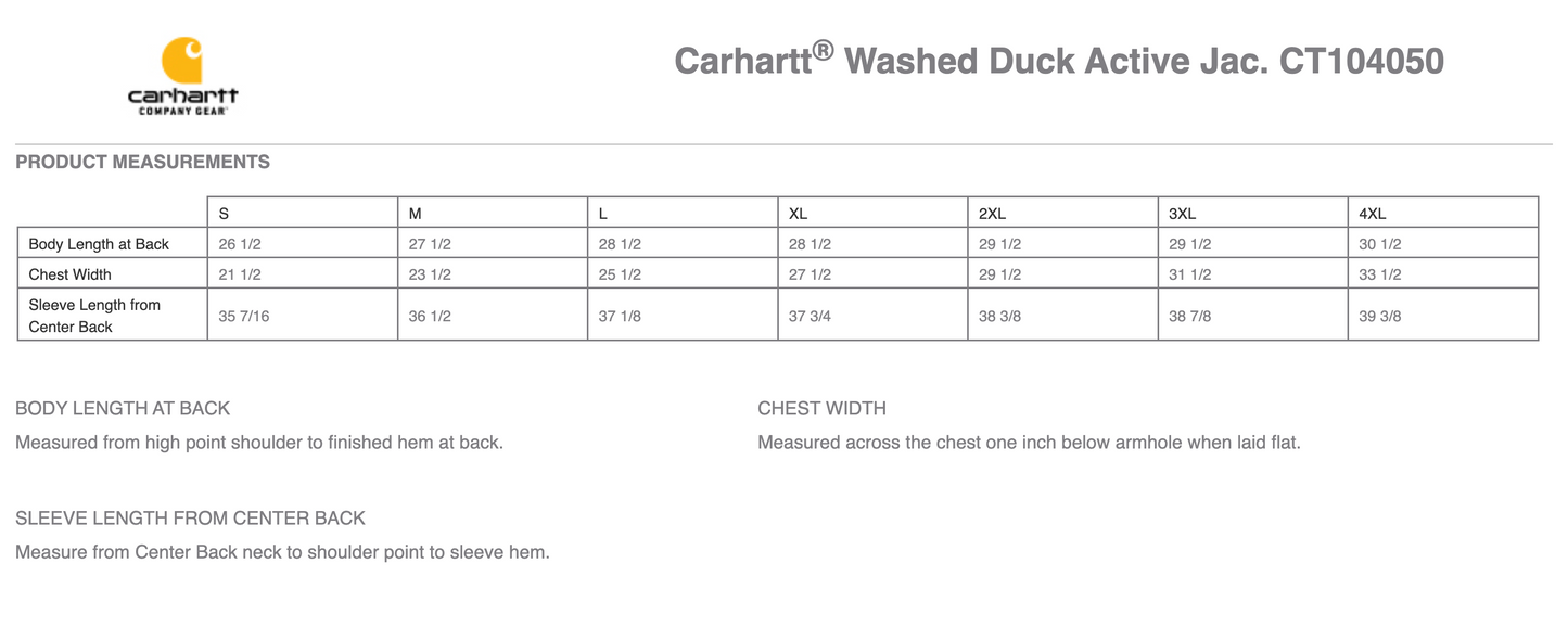 HC - Embroidered - Carhartt® Washed Duck Active Jac - (Loose Fit)