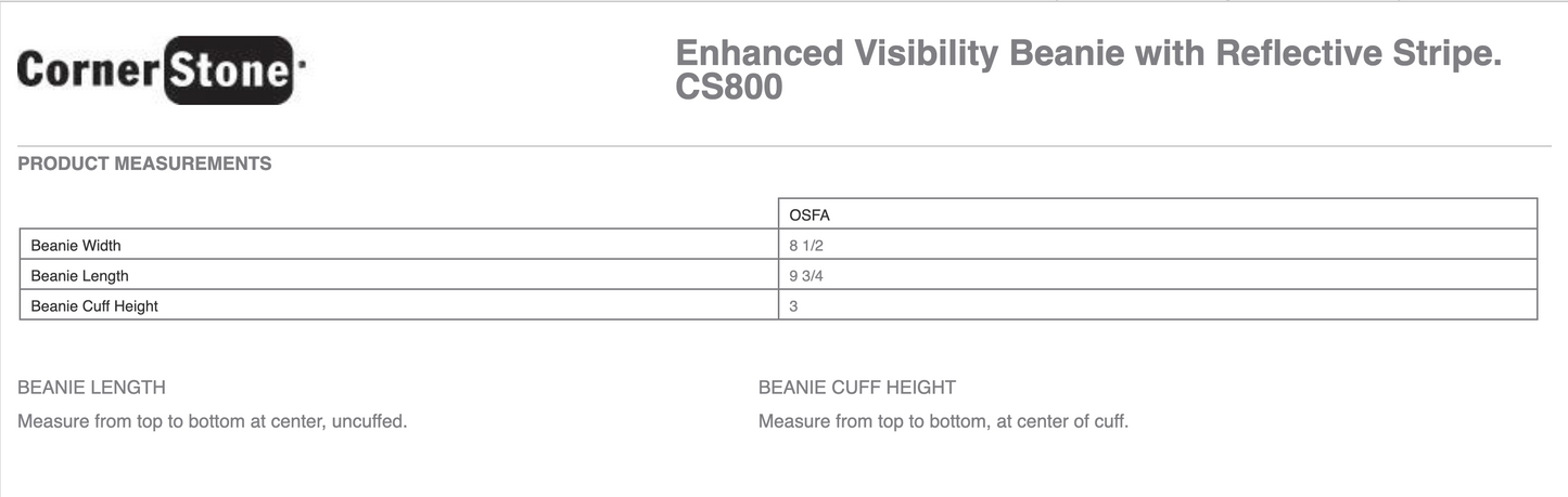 HC - Embroidered - CornerStone® Enhanced Visibility Beanie with Reflective Stripe