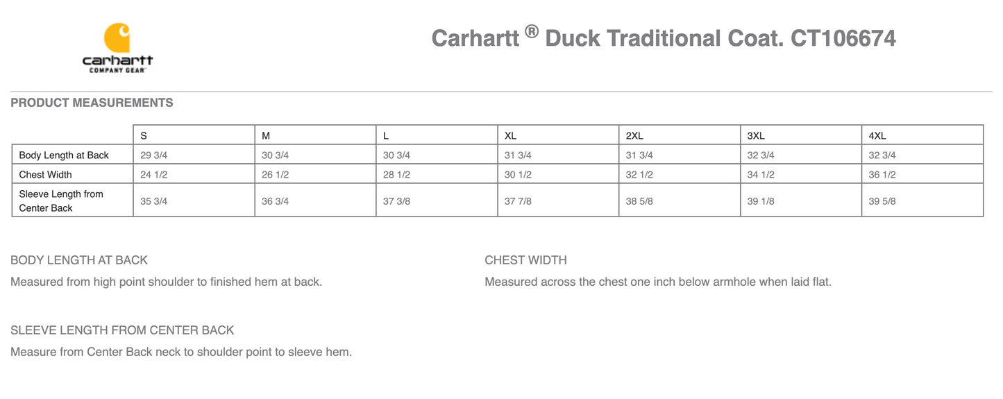 HC - Embroidered - Carhartt® Duck Traditional Coat