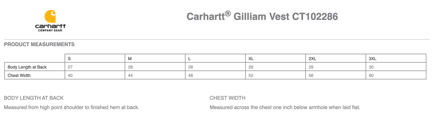 HC - Embroidered - Unisex Carhartt® Gilliam Vest