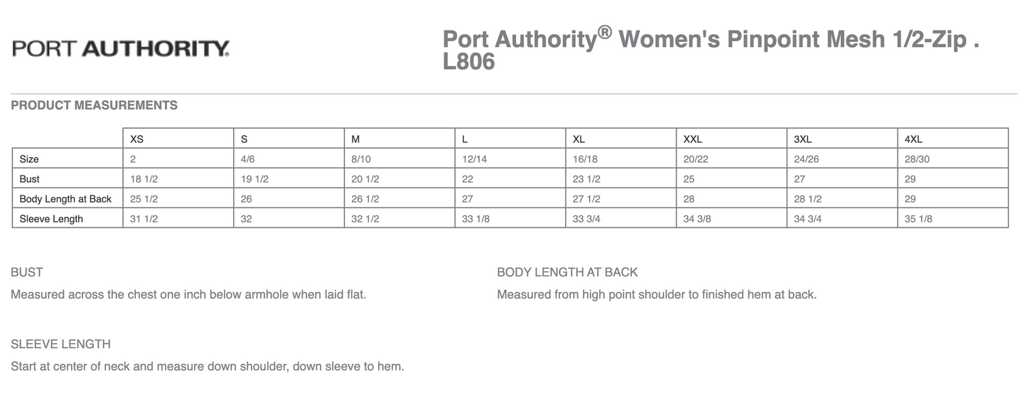 HC - Embroidered - Port Authority® Women's Pinpoint Mesh 1/2-Zip