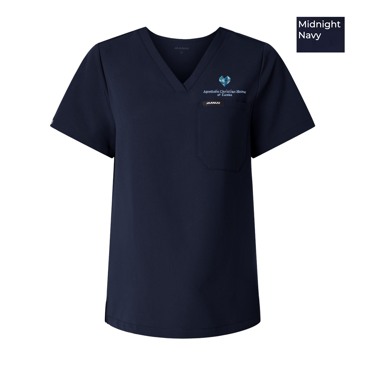 EACH - Embroidered - Classic Logo - Jaanuu Women's Rhena Essential 1-Pocket Scrub V-Neck Top