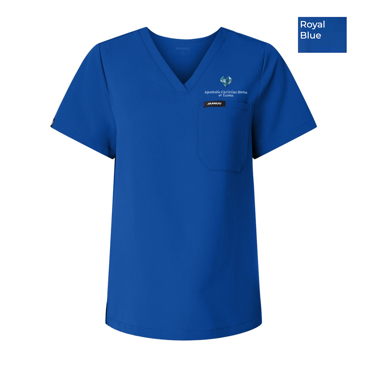 EACH - Embroidered - Classic Logo - Jaanuu Women's Rhena Essential 1-Pocket Scrub V-Neck Top