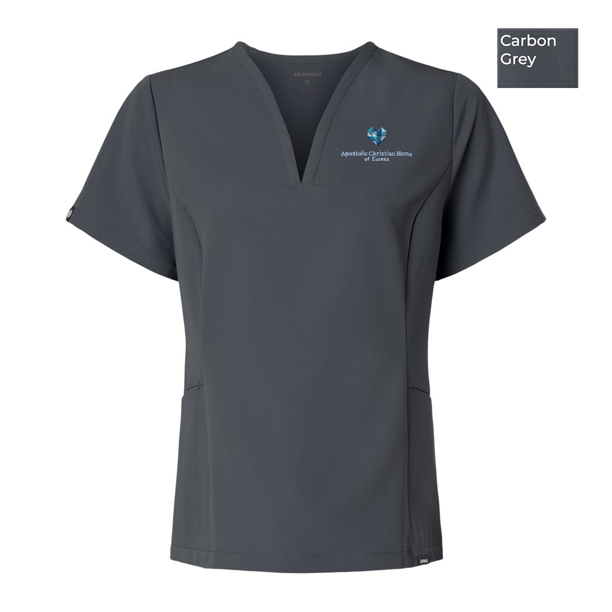 EACH - Embroidered - Classic Logo - Jaanuu Women's Calix Fit & Flare Scrub V-Neck Top
